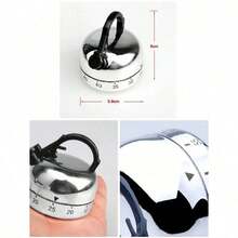 1pc 60 Minute Kitchen Timer Alarm Mechanical Teapot Shaped Timer Clock Counting Tools - Silver - View 2