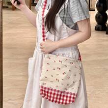 Women Shoulder Bags - 紅色格子斜背包 - 查看 4