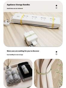 5pcs Soft Silicone Colorful Cable Ties, Multi-Purpose Wire Management Straps, Data Cable Organizer, Food Bag Drawstring, Elastic Silicone Tie Wraps - Multicolor - View 5