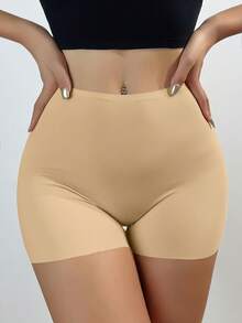 Women's Seamless Chafing Shorts, Anti-Slip Mid-Waist Bike Shorts Pants - Khaki - View 5