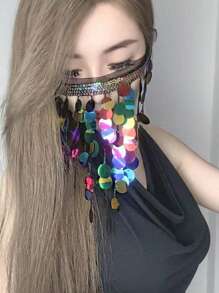1pc Belly Dancer Cymbals Waist Wrap, Veil, Belly Chain, Hip Scarf, Mermaid Hip Scarf, Suitable For Daily Stage Performance Halloween