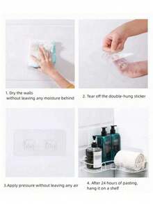 1pc Bathroom Shelf, Shower Caddy Rack, Bathroom Kitchen No-Drill Triangle Storage Rack,Punch-Free Bathroom Storage Rack(Two Random Style Back Stickers Are Given As A Gift)