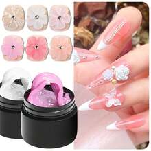 Mtssii 8ml Clear Non Stick Hand Extension Gel Nail Polish For 3D Shaping Nail Art Solid Milky Jelly Hard Gel For Fake Nail Carving Flower Nail Art Acrylic Gel Varnish Solid Builder Gel Gel Easy To Operate Manicure For Home And Slaon - 彩色 - 查看 5