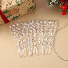 12/24/36件装水晶透明圣诞树冰柱装饰品，适合节日和冬季派对装饰 - 白色 - 查看 7