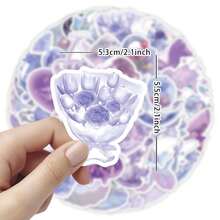 63pcs Shiny Laser Stickers, Scrapbooking Materials, Suitable For Phone Cases, Luggage, Decoration,For School Supplies,Back To School - Purple - View 2