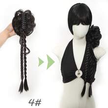 Flower Bud Hair Loop Double Ponytail Clip Style Wig