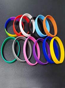 1pc Plain Silicone Rubber Wristband, Solid Color Sports Bracelet Suitable For Athletes, Men & Women, Students, School, Graduation Party Gifts