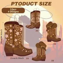 4/8/12pcs, Western Party Gift Bags Cowboy Boots Paper Bags Favors Wild West Gift Bag With Handles Rodeo Boot Hat Goodie Bag For Cowboy Birthday Bachelorette Party Supplies - Brown - View 5
