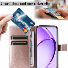 蝴蝶花朵图案手机壳适用于 OPPO A3X 4G、OPPO A5X 5G、OPPO A3、MOTO G86 5G 翻盖保护套、荣耀 X6C/X6B/X6A/X5B（海外） - 玫瑰金 - 查看 6