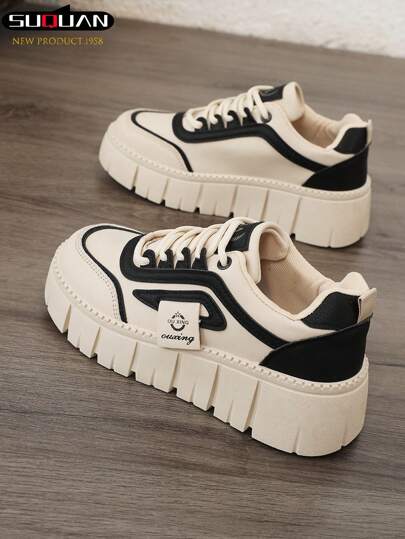 حذاء رياضي نسائي بنعل سميك،أحذية طبقة منصة خفيفة الوزن لربيع وخريف عام 2025 ،مناسب للأسلوب الرياضي للربيع والخريف ،أحذية نسائية بنمط شريط