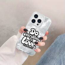 Funda moderna con el lema "Hazlo todo con amor". Resistente, a prueba de golpes y polvo. Protege tu smartphone de forma económica y práctica. Botones, esquinas - Blanco - Ver 4