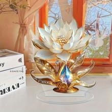 1/2/6 Pieces 2D Flat Elegant White Lotus Acrylic Tabletop Decoration, Golden Strawberry And Crystal Ornament Dining Table Center Office Or Desk Table Ornament Perfect Holiday Or Birthday Gift Assembly, High-Level Chic, Exquisite Decoration Fall Halloween Thanksgiving Craft Christmas Exclusive Surprise Gift