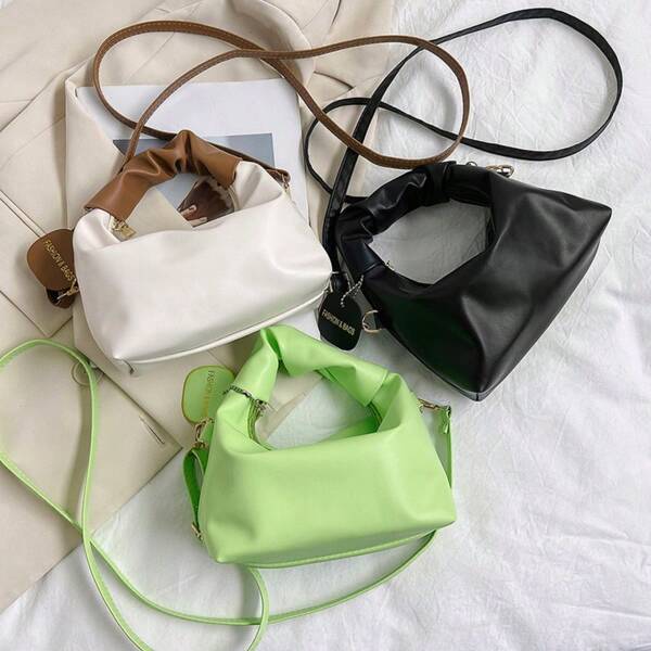 Mini geantă de mână pliată în formă de nor la modă, ocazional literă multicoloră imprimată și detaliu panglică aurie, geantă de umăr, geantă crossbody, geantă pătrată mică pentru femei