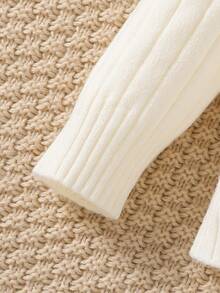 Unisex High Collar Baby Knitted Undershirt, Infant White Sweater - Beige - View 6