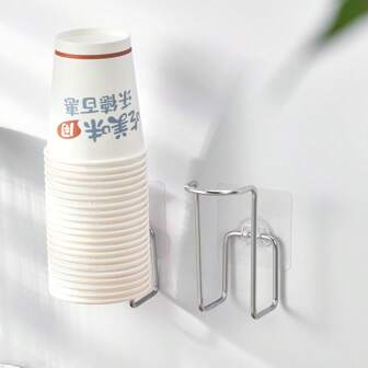 WORTHBUY 1個/件多功能不銹鋼壁掛杯架,用於起居室、廚房的一次性紙杯收納整理