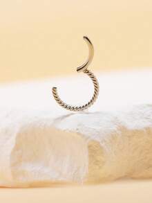 1 pieza Aro de nariz y oreja de segmento alto, aro de septum, aro de septum de 16G 1.2MM grosor, joyería de moda para perforaciones - Plateado - Ver 21