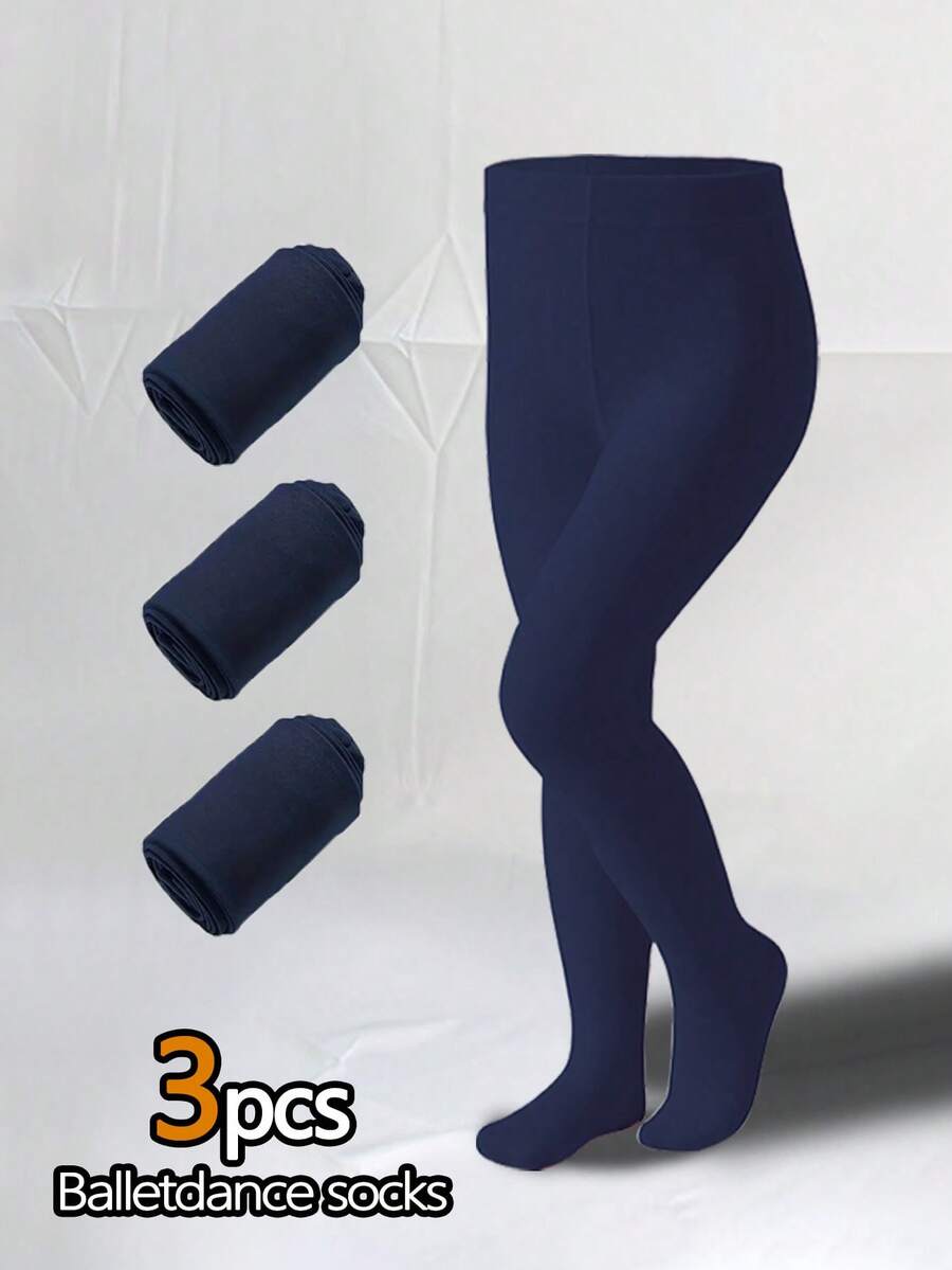 1 件/2 件/3 件女童海军蓝天鹅绒弹力舞蹈紧身裤，舒适的芭蕾紧身裤，适合日常穿着，时尚海军蓝天鹅绒紧身裤，适合所有季节 - 彩色 - 查看 1