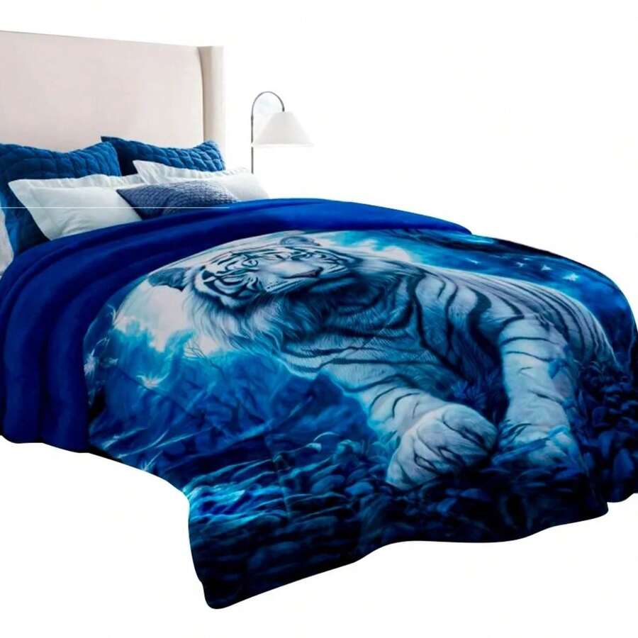 Cobertor Jumbo Matrimonial con Borrega – Súper Suave, Cálido y con Diseños Trendy para esta temporada  de Frio- Beautty Home - Tigre - Ver 1