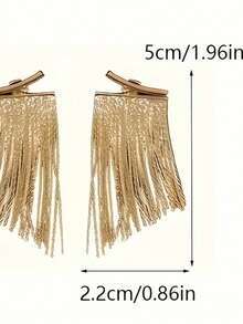 1 đôi bông tai kẹp tóc dài có tua rua thanh lịch, thích hợp cho các buổi hẹn hò, tiệc tùng và là món quà tuyệt vời cho Ngày của Mẹ. - Vàng - Xem 9