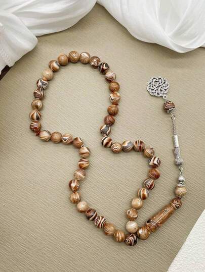 1 件 45 颗树脂仿琥珀串珠手链，经典优雅，适合男士日常佩戴