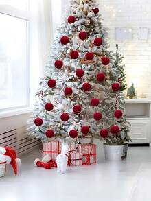 12 sztuk ręcznie robionych aksamitnych bombek choinkowych, bombki choinkowe w kolorze wina, bombki choinkowe o średnicy 3,15 cala, plastikowe bombki z flokowanym wykończeniem, wiszące ozdoby świąteczne, wiszące bombki świąteczne z flokowanym wykończeniem, ręcznie robione aksamitne bombki, ozdoby choinkowe, aksamitne bombki choinkowe (produkt zawiera linę)