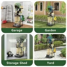 AXOSY-Portability Garden Tool Organizer With Wheels, Garage Storage And Organization, Metal Yard Tools Storage Heavy Duty Garden Tool Organizer For Garage, Yard, Patio, Shed, Indoors And Outdoors - Black - View 7