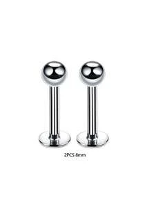 2 件套尖刺唇环蛇咬不锈钢耳钉软骨耳环耳洞身体首饰朋克风格 16G 1.2 毫米，防过敏不锈钢唇钉穿孔 18K 镀金 3 毫米球形软骨耳钉耳屏耳甲壳耳钉耳钉杠铃杆长度 6 毫米 8 毫米 10 毫米 12 毫米身体穿孔首饰男女皆宜，哥特式耳钉，耳屏穿孔