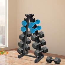 6 Pair 660lbs Dumbbell Rack Stand, 6 Tier Weight Storage Organizer Rack Space Saving With Anti-Slip Pads, For Home Hotel School Gym - Black - View 9