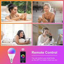 Antela Ampoule Connectée WiFi G45 E14 4.5W Ampoule LED Intelligent RGB+CCT 2700K-6500K Compatible With Voice Assistant, Télécommande, Commande Vocale - 白色 4pc - 查看 3