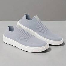 Easy-To-Wear Casual Knit Sneakers Launch Super Light And Comfortable - trắng - Xem 3