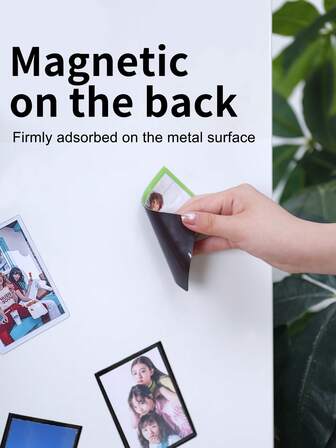 5pcs Refrigerator Photo Frame Magnets, Creative DIY Fridge Magnet Stickers, Magnetic Decorative Magnets Fit 3-Inch Photos, Plastic Material, Minimalist Solid Color Photo Frame