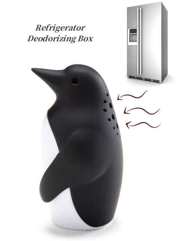 1 pieza Caja desodorizante con forma de pingüino, eliminador de olores de bicarbonato de sodio para refrigeradores y congeladores, decoración del hogar, regalos de Navidad, regalos para el hogar, decoración de habitaciones, accesorios para refrigerador