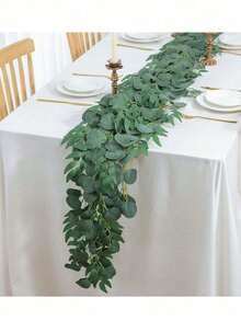 1PC 39.37Inch Artificial Eucalyptus Vine, Artificial Green Plant, Outdoor Hanging Vine, For Home Decoration, Wedding Decoration, Wedding Venue Decoration, Party Decoration, Table Centerpiece Decoration, Garden Fireplace Porch Decoration, Summer Decoration, Autumn Decoration, Bedroom Living Room Office Decoration, Wall Decoration, Desktop Decoration, Birthday Gift, Gift. - Green - View 8