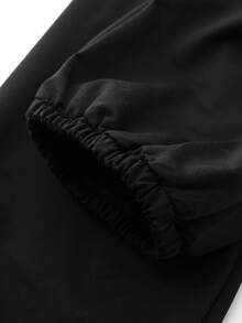 2件套男童美式街头城市字母印花套装舒适柔软春秋日常休闲装 - 黑色 - 查看 5