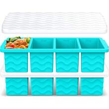 Silicone Freezer Molds For Soup With Lid – 1-Cup Soup Container Style Ice Cube Trays For Freezer, Meal Prep & Storage, Freeze 250mL/125mL Portions – 2 Pack - Lake Blue - 查看 7
