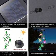 Hummingbird Solar Wind Chimes Color Changing Solared Lights Outdoor Waterproof LED Wind Chimes Solar Powered Lights For Home Party Yard Garden Christmas Decoration(Blue)