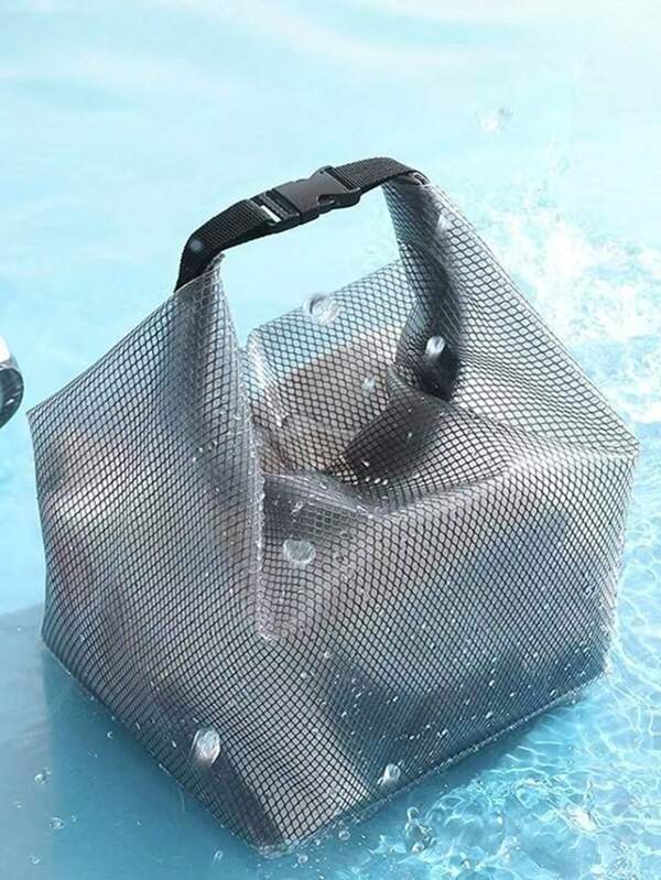 1pc Waterproof Storage Bag, Large Capacity Drawstring Gym Clothes, Swimming, Bathroom, Outdoor Travel Toiletry Organizer Pouch, Nylon Material Beach Tote Bag Beach Bag Waterproof Phone Case Waterproof Bag