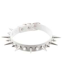 1 件女士哥特铆钉项链，深色 E 女孩万圣节项链，原宿颈链时尚朋克 PU 皮革多尖颈链颈链颈环男士珠宝