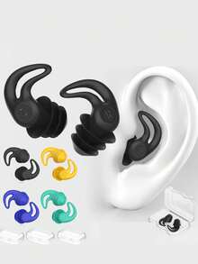 Soft And Comfortable Silicone Earplugs - Noise Reduction, Suitable For Sleeping, Traveling, Studying | Reusable And Flexible Design, Suitable For Flying And Commuting To Bring You A Comfortable Environment, A Must-Have For Postmen, A Must-Have For Back To School - Multicolor - View 1