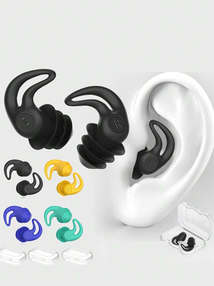 Soft And Comfortable Silicone Earplugs - Noise Reduction, Suitable For Sleeping, Traveling, Studying | Reusable And Flexible Design, Suitable For Flying And Commuting To Bring You A Comfortable Environment, A Must-Have For Postmen, A Must-Have For Back To School - Multicolor - View 1