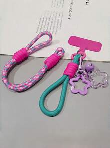 2-In-1 Dual Color Phone Lanyard Wrist Strap, Star Pendant, Unisex Outdoor Hiking Portable Phone Cord