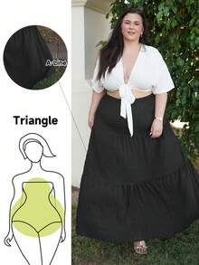 Truni Trang phục váy dài Maxi màu trơn cho kỳ nghỉ cỡ lớn dành cho nữ - màu đen - Xem 1