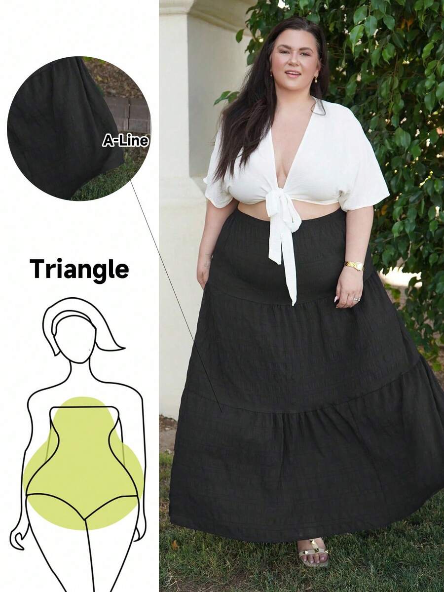 Truni Trang phục váy dài Maxi màu trơn cho kỳ nghỉ cỡ lớn dành cho nữ - màu đen - Xem 1
