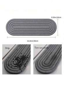 硅藻土水槽收纳托盘 - 吸水石厨房和浴室台面支架，条纹设计，30.48x10.16 厘米，速干牙刷架垫 - 彩色 - 查看 6