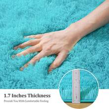 Super Fluffy Rug For Bedroom, Modern Shag Area Rugs, Soft And Cozy Plush Carpet For Kids,Girls Boys And Teens Decorations For Living Room Dorm Nursery Classroom - 水鴨藍 - 查看 11
