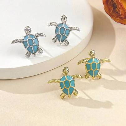 1air 精致微型海龟耳钉，款式时尚可爱，适合日常佩戴