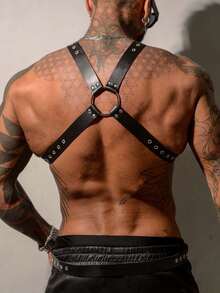 男士可调节仿 PU 背带 - 哥特朋克风格铆钉紧身背带，无弹力面料，非常适合节日和派对，适合外出装扮婚礼派对和万圣节配饰礼物，万圣节服装秋冬配饰万圣节服装，适合青少年、青年、男士、休闲、户外、运动、度假、毕业礼物、生日、日常穿着