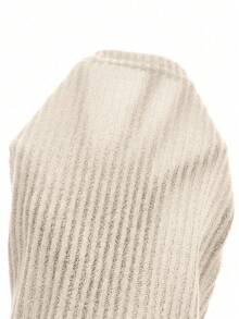 Pantalones acampanados de cintura alta negros para mujer, Pantalones de mujer negros tejidos ajustados y acampanados, de moda y versátiles - Beis - Ver 7