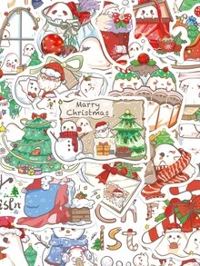 50 piezas Pegatinas de fantasma navideño, calcomanías de Feliz Navidad para laptop, maleta, computadora, scrapbook, diario, refrigerador, regalos navideños para niños