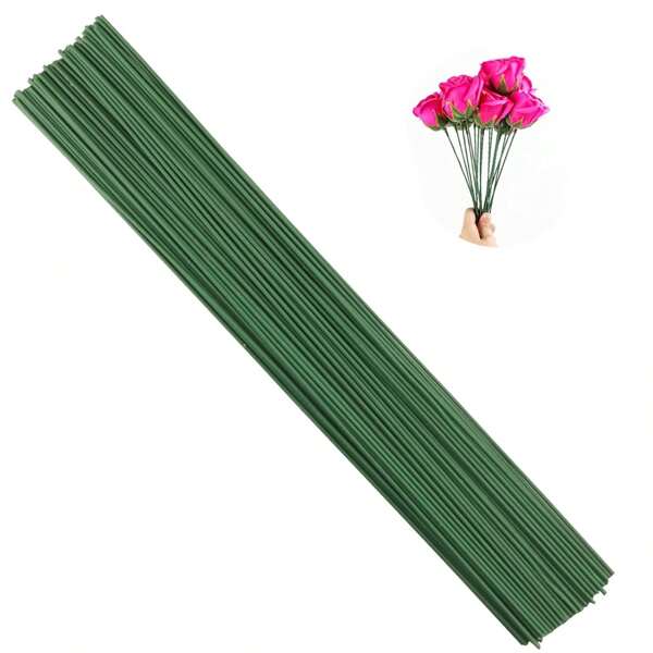 50 Pieces Of Floral Wire, 10/12/16 Inches In Length, Suitable For DIY Flower Stems, Flower Arranging, Wrapping Bouquet Stems And Handicraft Making, Green.,Fake Plants